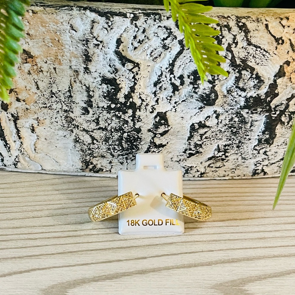 18K Gold-Filled Pavé Hoop Earrings - Sparkling Gold Huggies